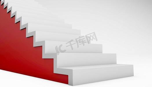 白色 3d 渲染上孤立的红色楼梯继承概念