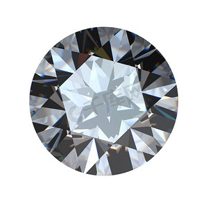 孤立的圆形明亮式切割钻石透视图