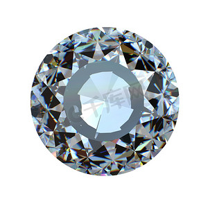 孤立的圆形明亮式切割钻石透视图