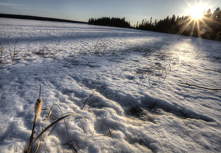 北方寒冷摄影照片_北方冻湖
