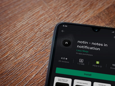 notin app play 商店页面显示在黑色移动智能手机上