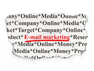 营销理念： 纸张背景上的电子邮件营销