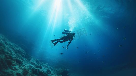 夏天清凉大海潜水