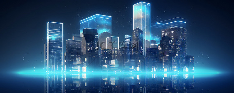 建筑概念背景图片_未来科技城市信号传输概念背景