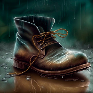 一只在雨中被遗弃的鞋子