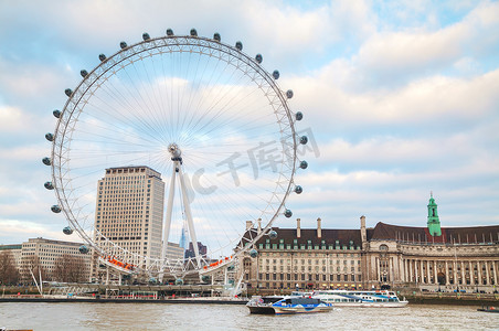 伦敦眼摄影照片_英国伦敦的伦敦眼摩天轮