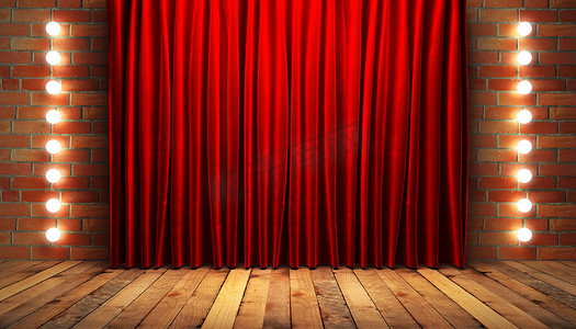舞台上的红色布幕