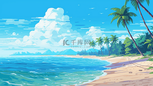 简约夏天海边风景