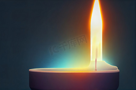 房屋质量摄影照片_在高质量 2d 插图中，在关闭的灯泡附近燃烧蜡烛。