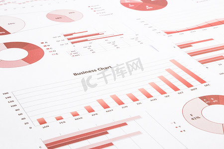 红色商业图表、图表、年度报告和总结 backg