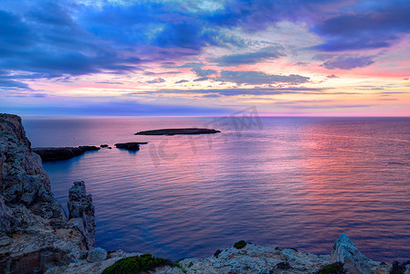 巴利阿里群岛 Cap de Caballeria 海角的梅诺卡岛日落