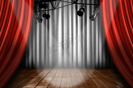 音乐会摄影照片_带聚光灯表演灯的舞台剧场舞台