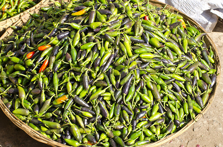 印度亚洲市场的红绿辣椒