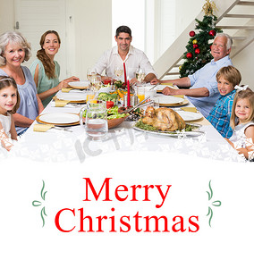 一家人一起吃圣诞大餐的复合形象