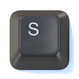 黑色电脑键盘按键 Letter S 3D