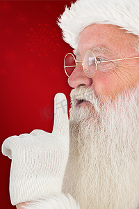 圣诞老人做安静手势的合成图像