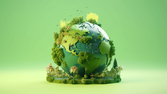 绿色背景图片_3D环保绿色地球节能地球日