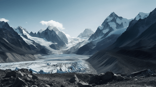 白天的冰川山脉