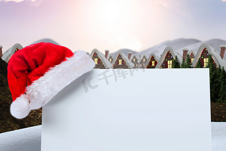 圣诞节合成海报摄影照片_海报上圣诞老人帽子的合成图像