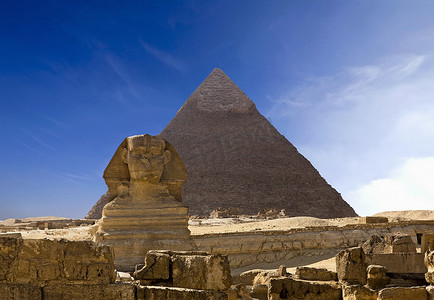 吉萨的胡夫金字塔和狮身人面像