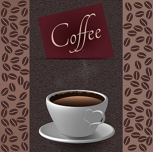 咖啡豆图标摄影照片_咖啡杯和咖啡豆背景