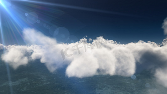 飞越云摄影照片_飞越大云，3d 插图渲染