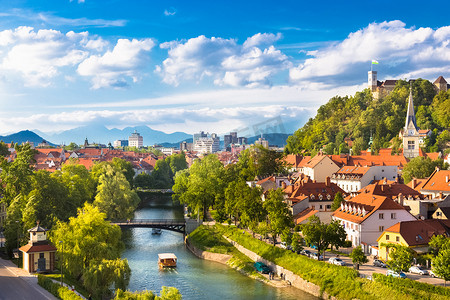 卢布尔雅那，斯洛文尼亚，欧洲的全景。
