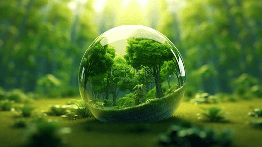 环保绿色环境背景图片_绿色3D立体地球保护节能环保环境