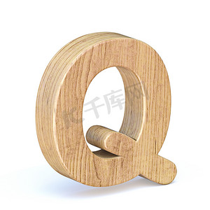 圆形木制字体 Letter Q 3D