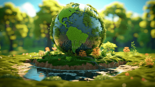 节能环保背景图片_绿色3D立体地球节能环保保护环境
