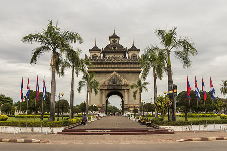 老挝首都万象的 Patuxai 纪念碑。 