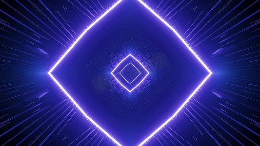 菱形霓虹灯隧道的 3d 插图