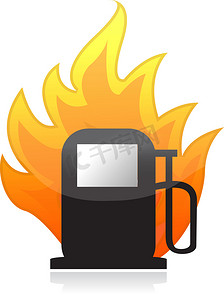 气泵在白色的火灾插画设计