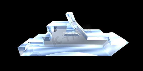 游艇图标摄影照片_白色背景上的游艇图标 - 3d 玻璃