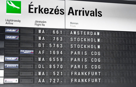 大屏幕上的机场航班信息