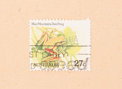 澳大利亚 — 大约 1980 年：在澳大利亚打印的邮票显示蓝色
