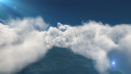 飞越大云，3d 插图渲染