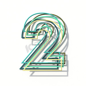 三色线条字体编号 2 TWO 3D