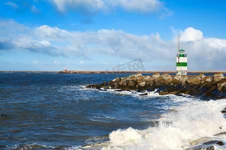 在北海海岸的灯塔
