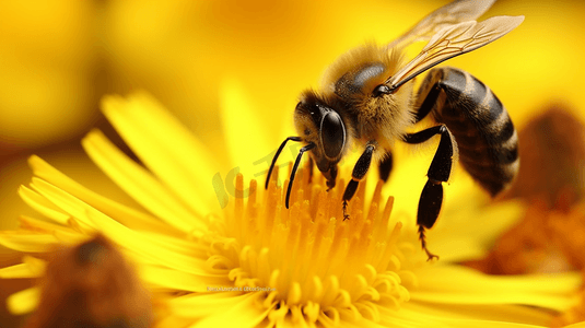 锡纸黄花鱼摄影照片_黄花上的黄蜂和黑蜂