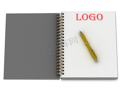 logo摄影照片_笔记本页上的LOGO字