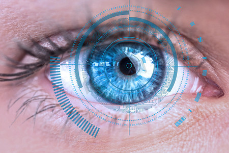 眼睛扫描一个未来派的界面