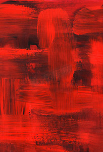 “红色油画，笔触质感”