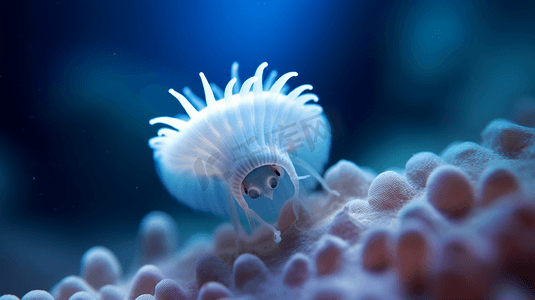 白色海洋生物的显微摄影