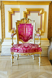 复古粉色丝绸和金色框架椅