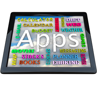 阅读器软件摄影照片_Table Computer - Apps Words for Applications 应用程序