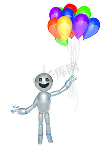 卡通机器人与气球