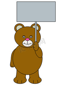 泰迪熊举牌子