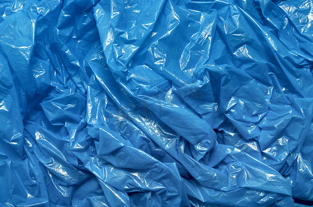 “蓝色塑料袋质地，宏观，背景”