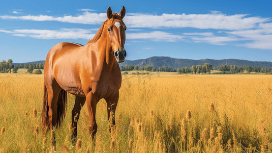 白天棕色草地上的棕马